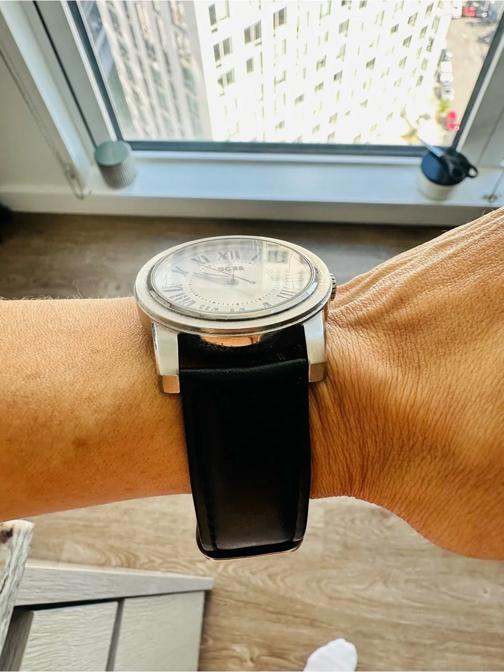 Boss Stainless Steel Watch with Black Leather Strap - Picture 6 of 10